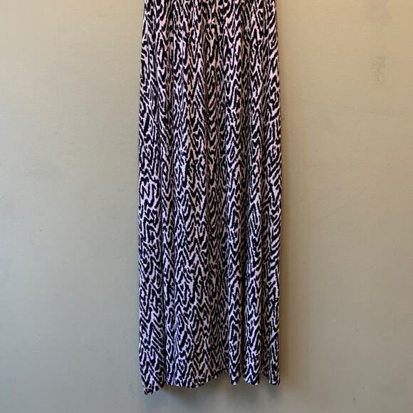 Banana Republic Dress Women S Jersey Stretch Halter Maxi Print Black White - Picture 8 of 12